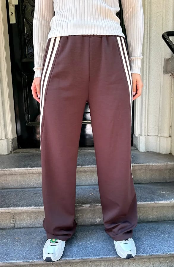 Strepen Wide Leg Broek Choco – broeken, foto 2