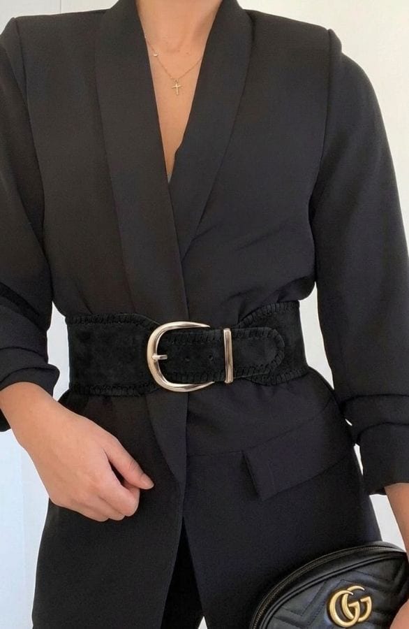 Stretchy Suede Riem Marcha Zwart