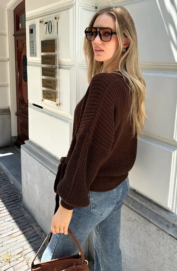 Strik Vest Ruby Bruin – vesten — foto 3