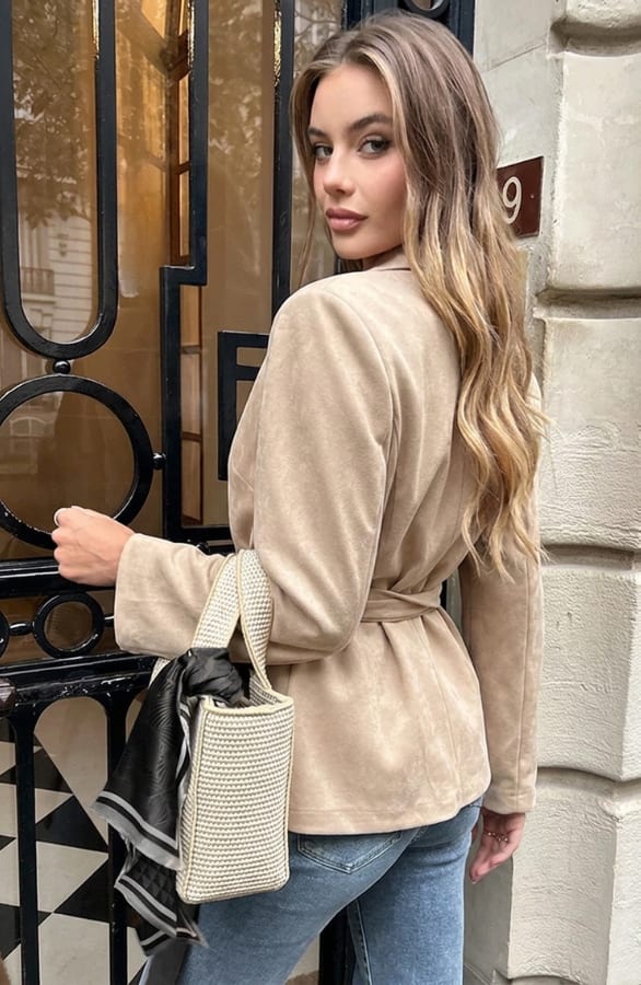 Suede Oversized Blazer Beige – blazers — foto 4