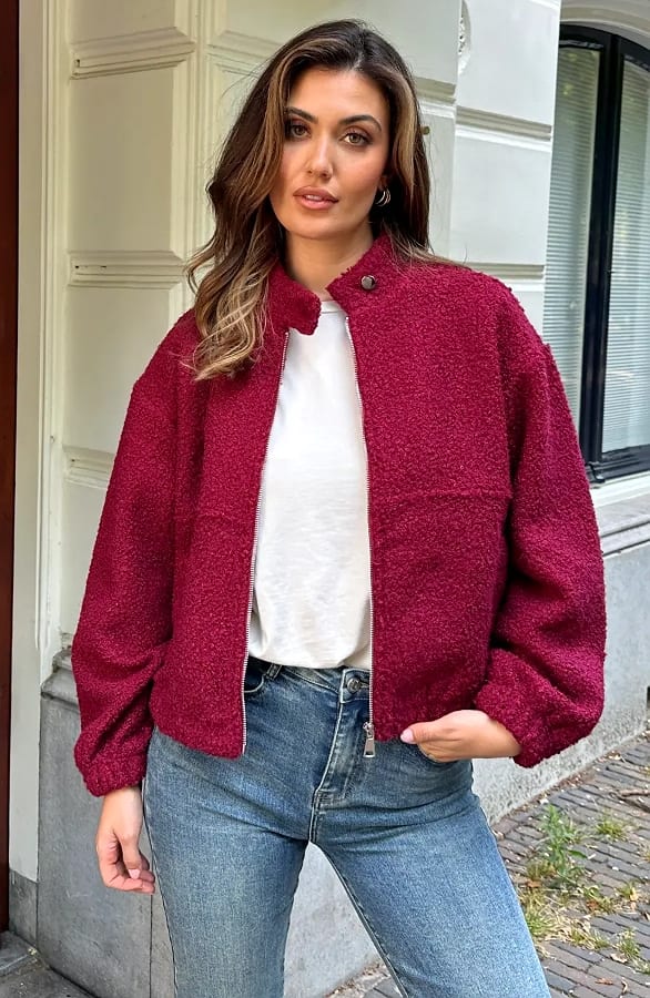 Teddy Bomberjas Burgundy – jassen — foto 3
