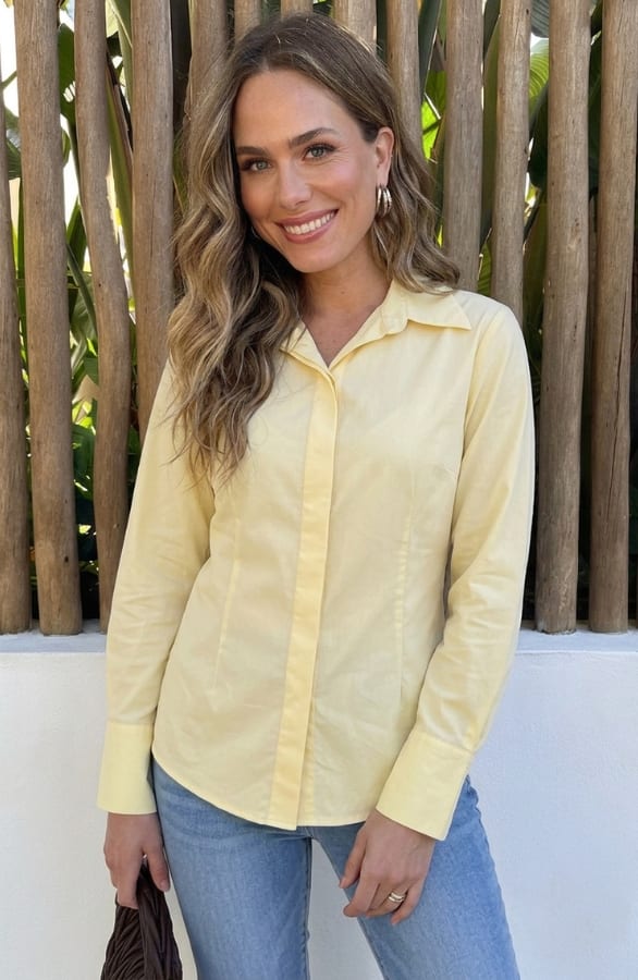 Tie Detail Blouse Butter Yellow – kleding — foto 4