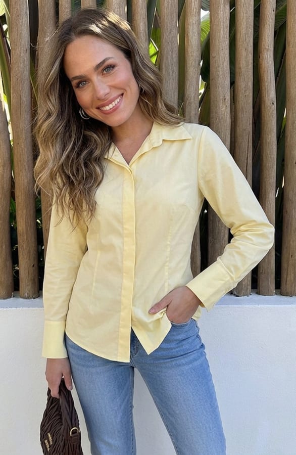Tie Detail Blouse Butter Yellow – kleding — foto 2