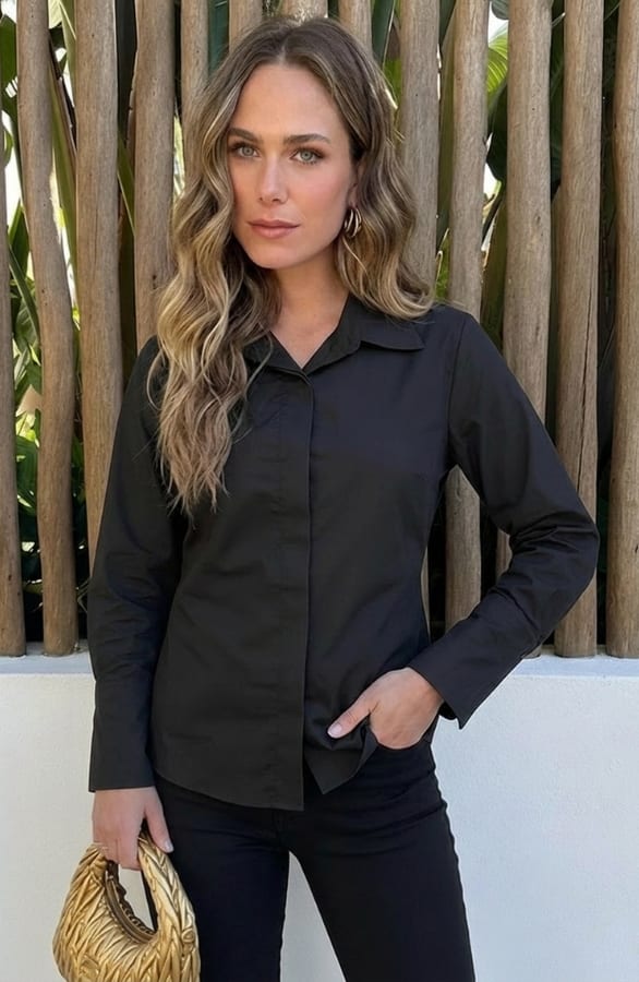Tie Detail Blouse Zwart – kleding — foto 4