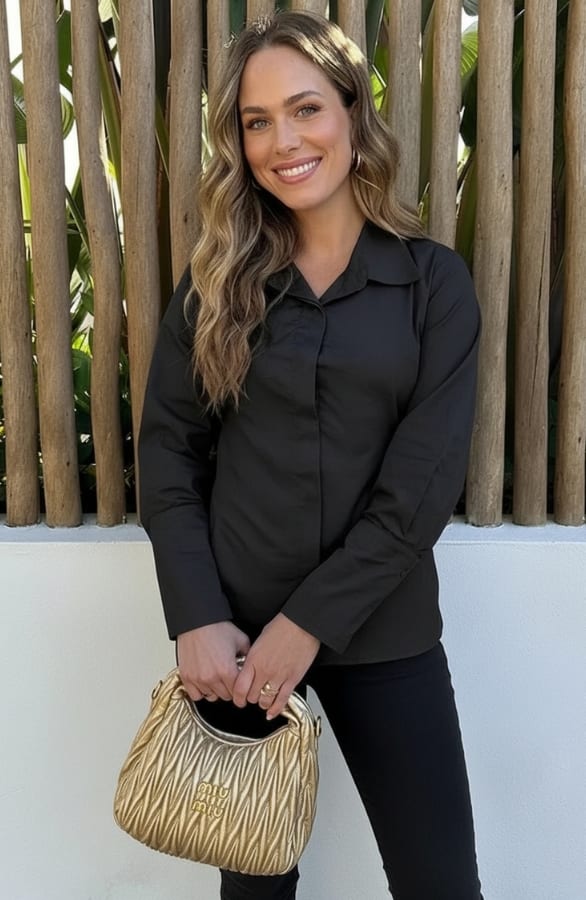 Tie Detail Blouse Zwart