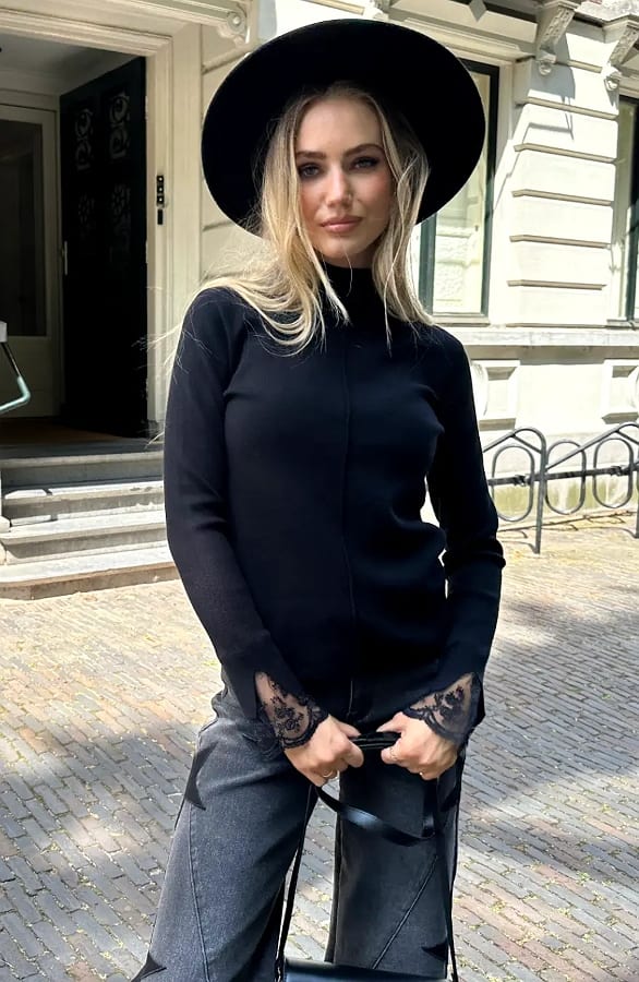Trui Met Kanten Mouw Zwart – truien — foto 11