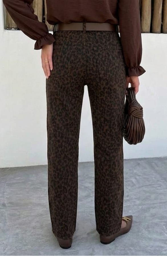 Wide Leg Jeans Dez Leopard Brown – flared broeken — foto 3