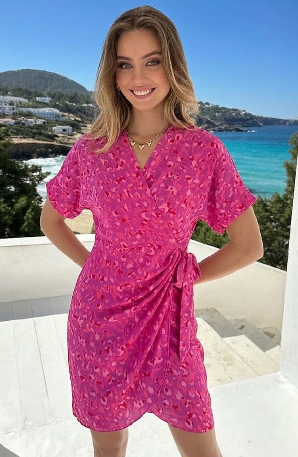Wrap Jurk Fenna Print Fuchsia Pink – alle jurkjes — foto 2
