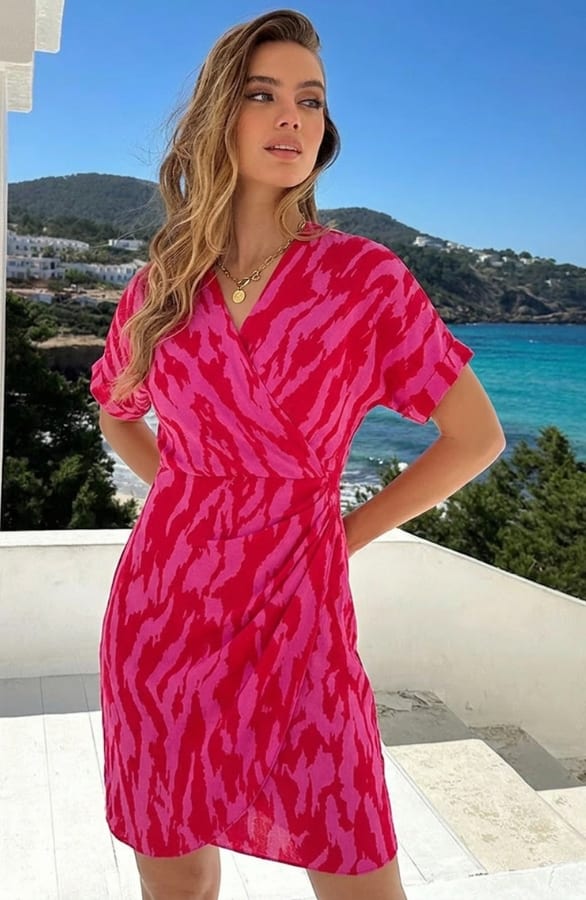 Wrap Jurk Fenna Zebra Fuchsia – alle jurkjes — foto 4