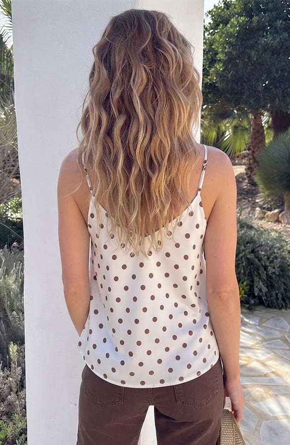 Zijden Top Loïs Polkadot Beige Choco – shirts & tops — foto 5