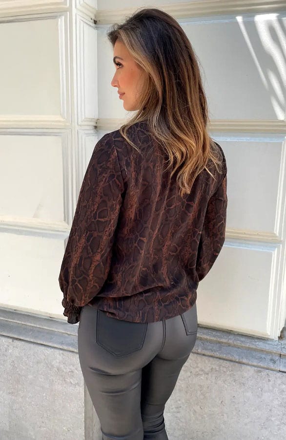 Col Blouse Met Slangenprint Philley Choco – shirts & tops — foto 4