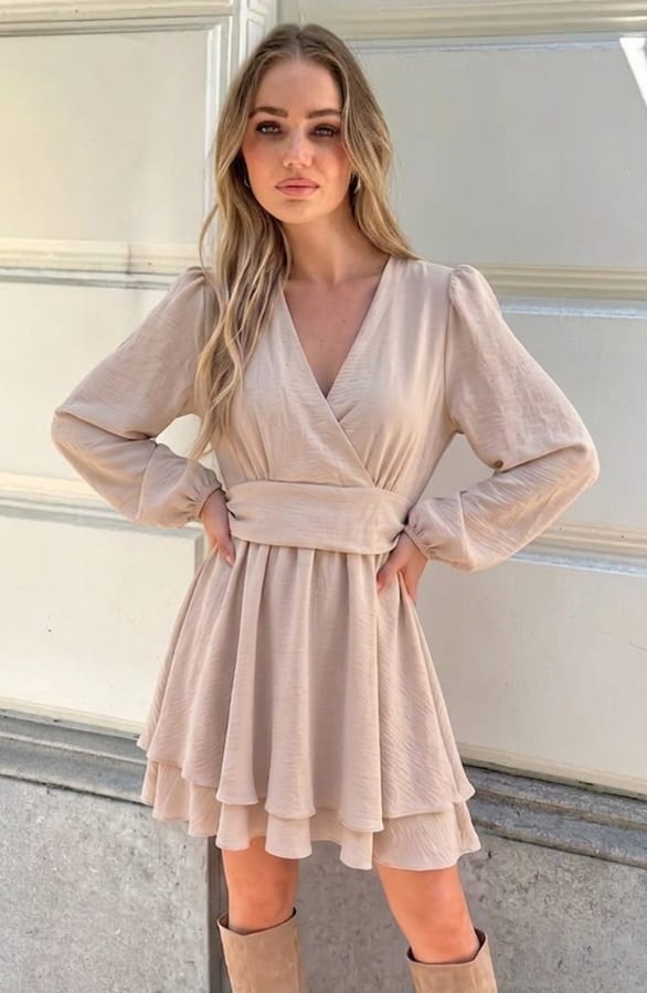 Elegant Bow Dress Beige – alle jurkjes — foto 2