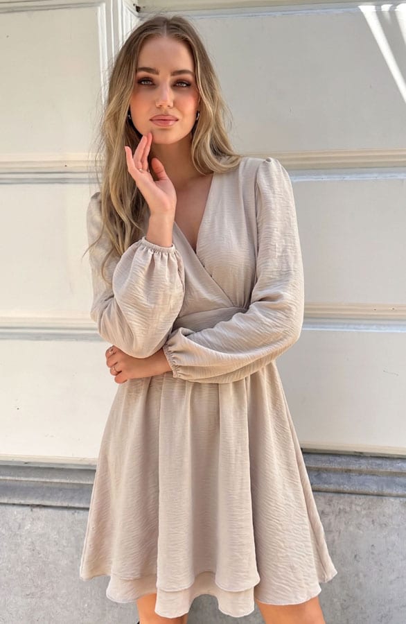 Elegant Bow Dress Beige – alle jurkjes — foto 4