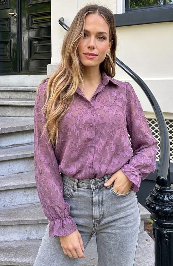 Floral Mesh Blouse Mauve