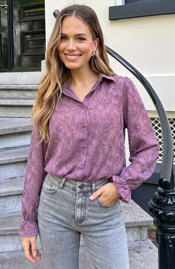 Floral Mesh Blouse Mauve – kleding — foto 3