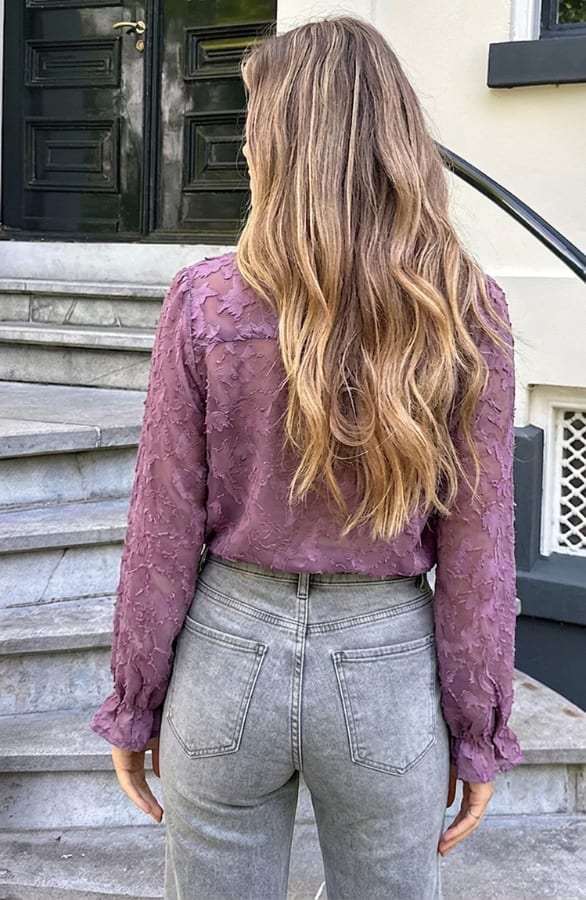 Floral Mesh Blouse Mauve – kleding — foto 4