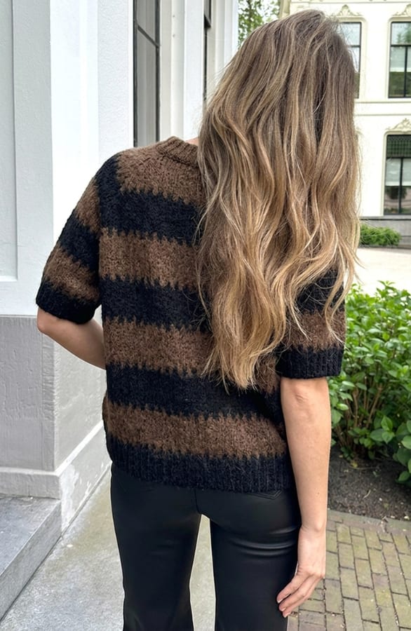 Gebreide Strepen Trui Zwart Choco – truien — foto 4