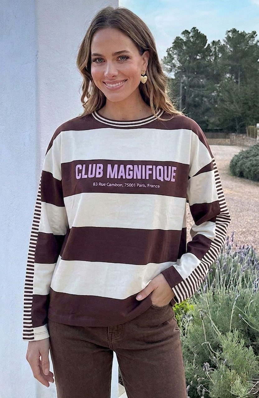 Katoen Gestreept Shirt Club Magnifique Choco – shirts & tops — foto 4