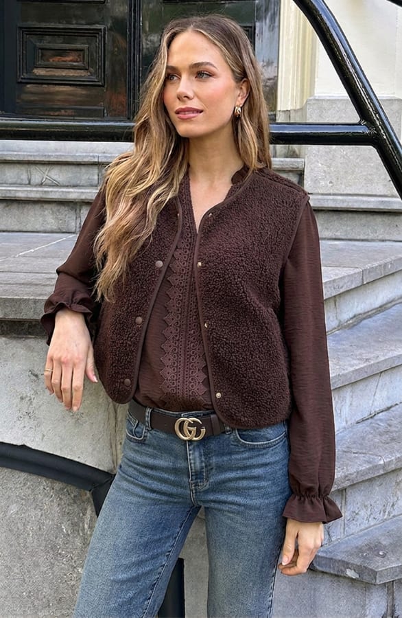 Knitted Teddy Gilet Choco – gilets — foto 3