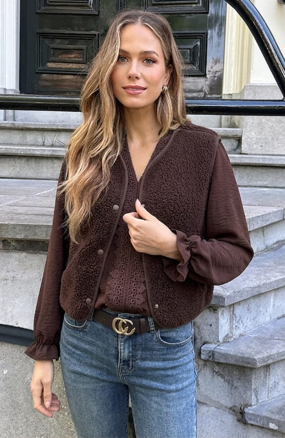 Knitted Teddy Gilet Choco – gilets — foto 6