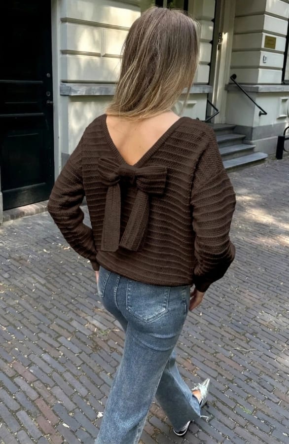 Limited Sweater Back Bow Choco