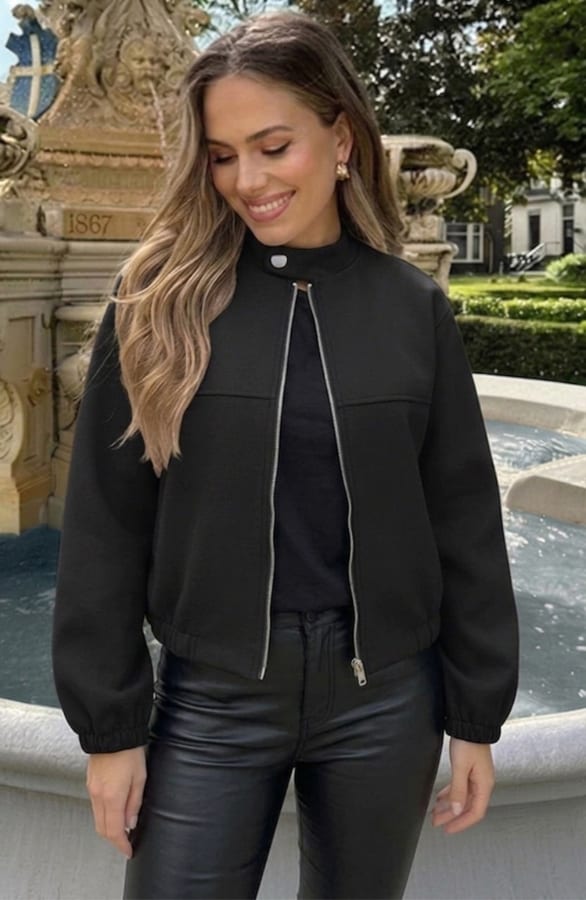 Lined Bomber Jacket Black – jassen — foto 3