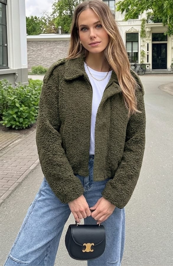 Oversized Boucle Bomber Army – jassen — foto 4