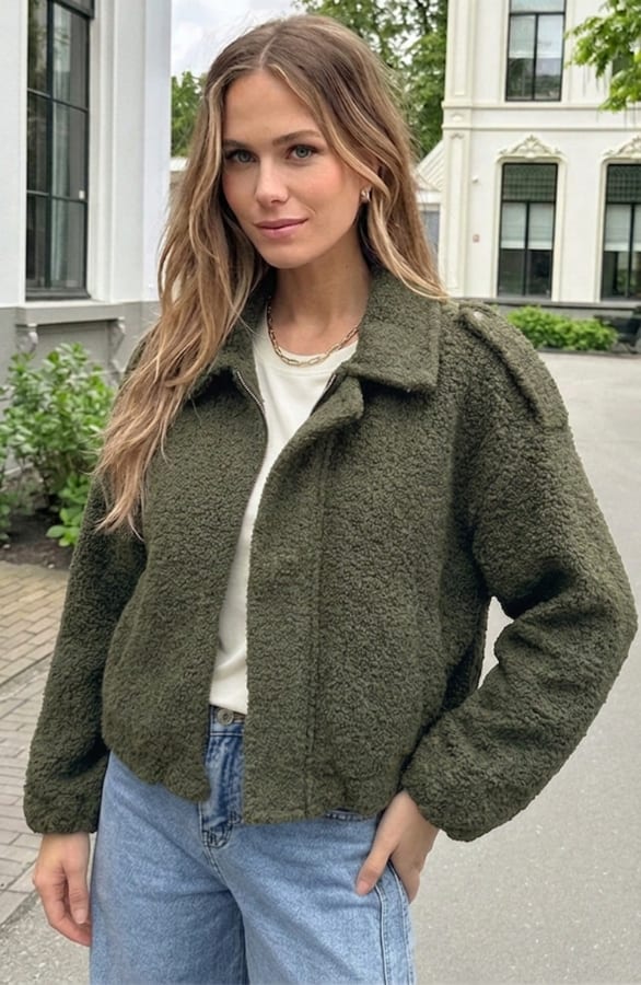 Oversized Boucle Bomber Army – jassen — foto 5