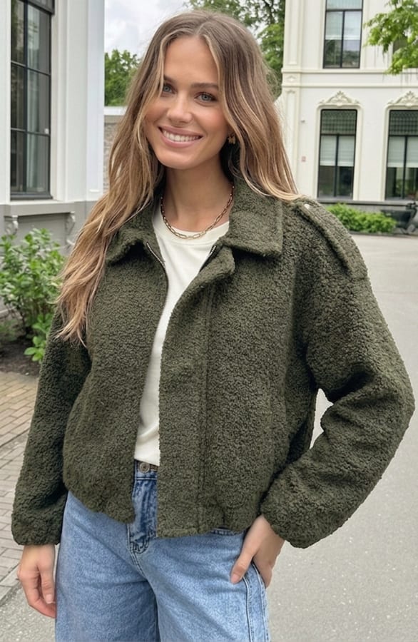 Oversized Boucle Bomber Army – jassen — foto 2