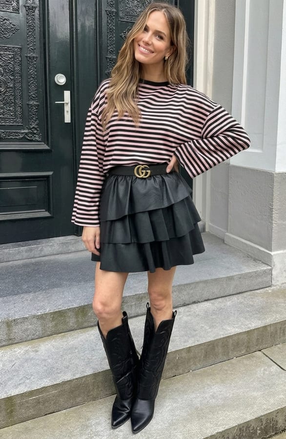 Oversized Gestreepte Katoenen Top Dust Roze Zwart – shirts & tops — foto 4