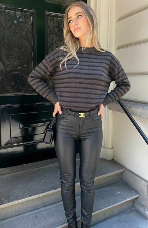 Oversized Gestreepte Sweater Choco Black – truien — foto 3