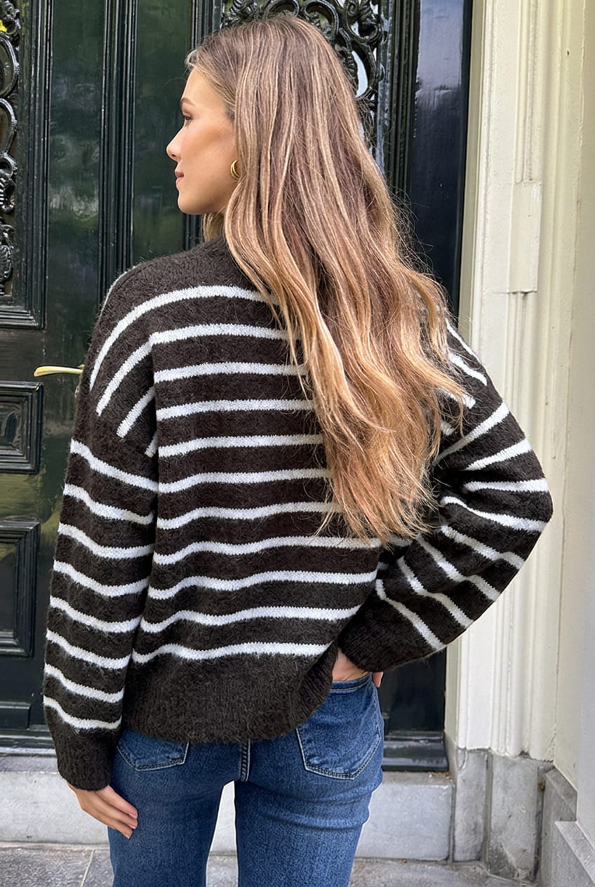 Oversized Gestreepte Sweater Choco Blauw – truien — foto 3