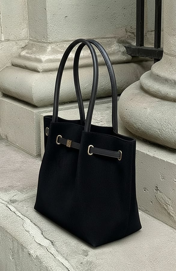 Suede Schoudertas Met Gesp Zwart – accessoires — foto 2
