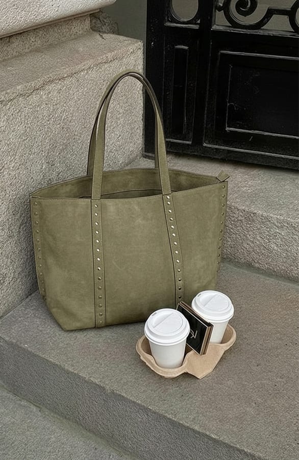 Studded Shopper Bag Army