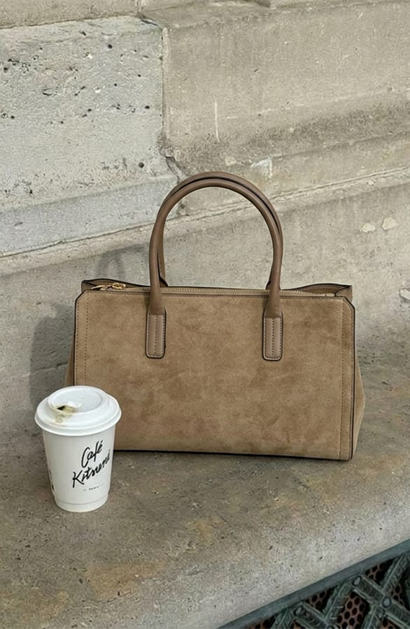 Handtas Suede Tas Taupe