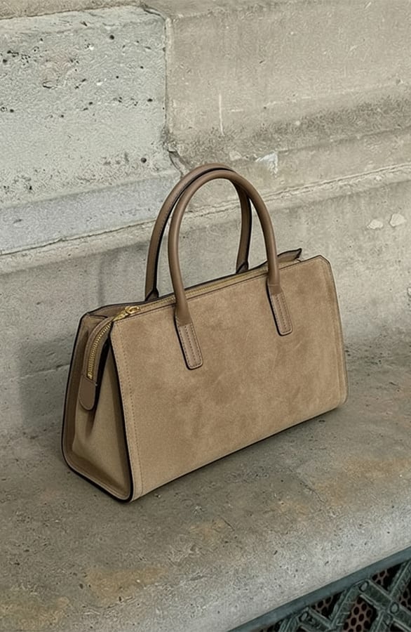 Handtas Suede Tas Taupe – accessoires — foto 3