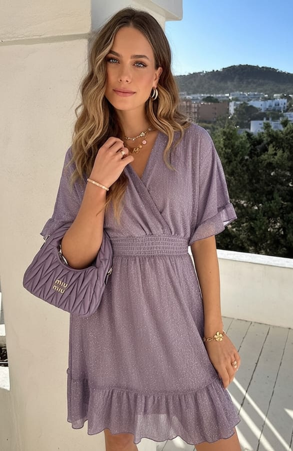 V-Neck Lurex Dress Purple – alle jurkjes — foto 2