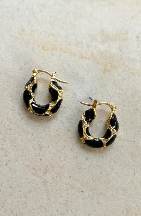 Marble Earrings Black Gold