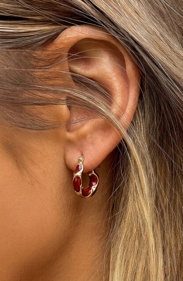 Marble Earrings burgundy Gold – accessoires, foto 2