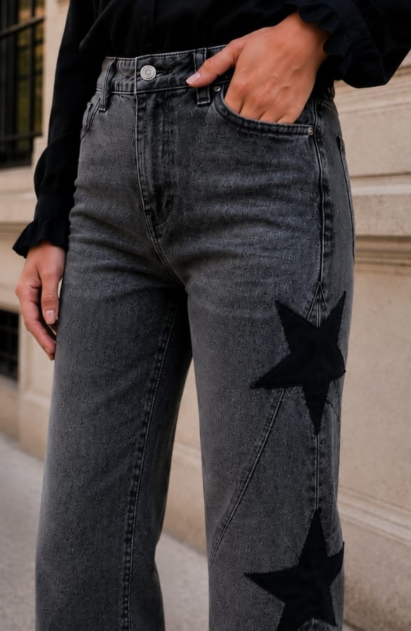 Wide Leg Star Jeans Dez Dark Grey – flared broeken, foto 4