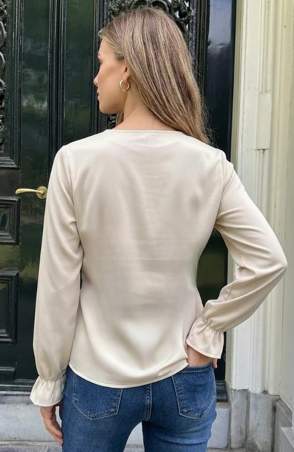 Overslag Blouse Beige – kleding — foto 2