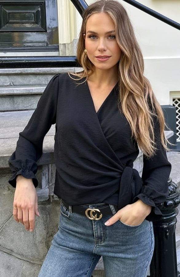 Overslag Blouse Zwart – kleding — foto 5
