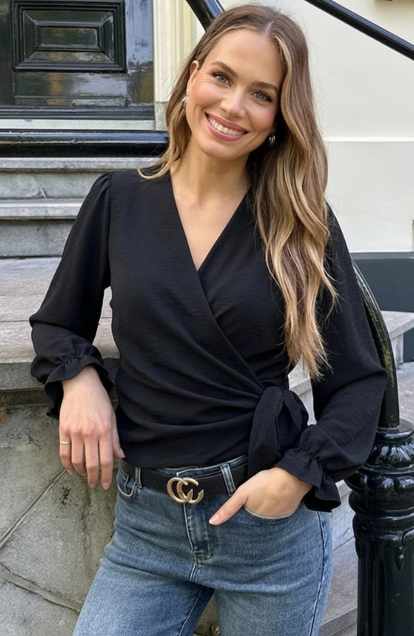 Overslag Blouse Zwart