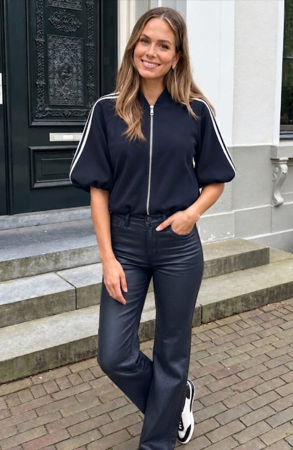 Scuba Puff Sleeve Jacket Navy – jassen, foto 4