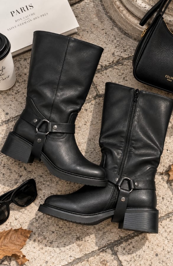Biker Strap Boots Black – schoenen, foto 2
