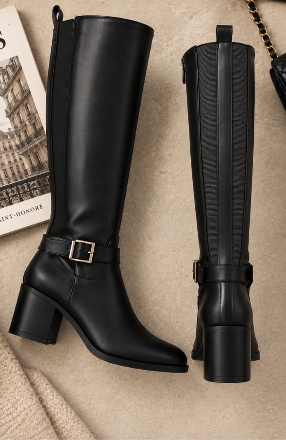 Elegant Stretch Boots Black – schoenen, foto 2