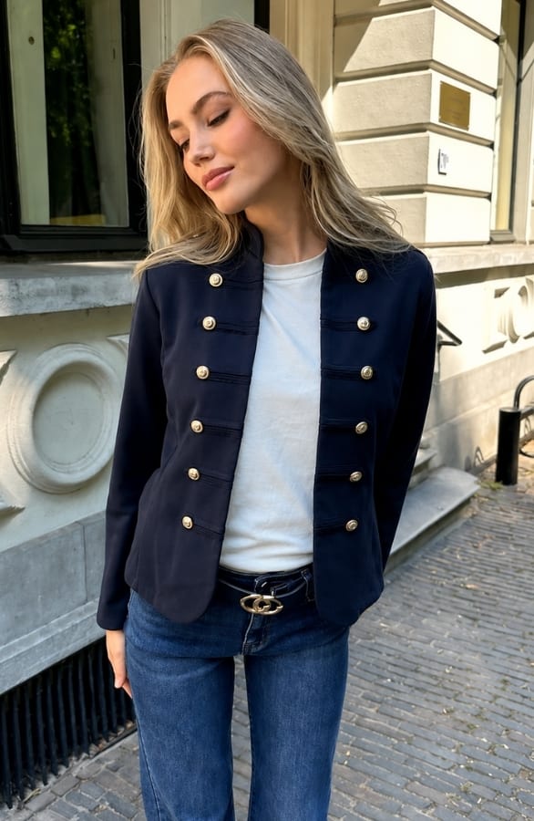 Front Button Jacket Navy – jassen — foto 3