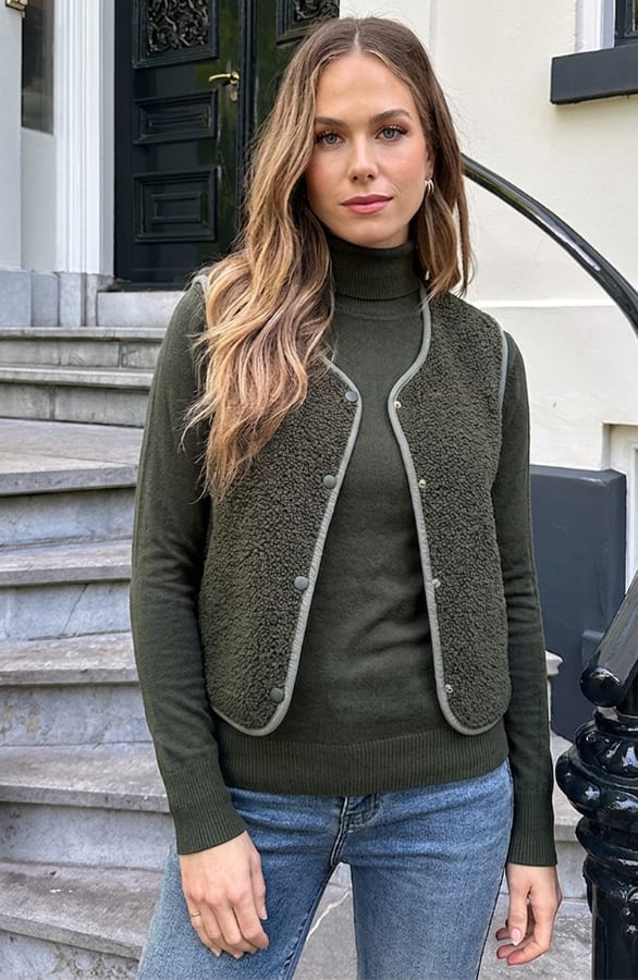 Knitted Teddy Gilet Army
