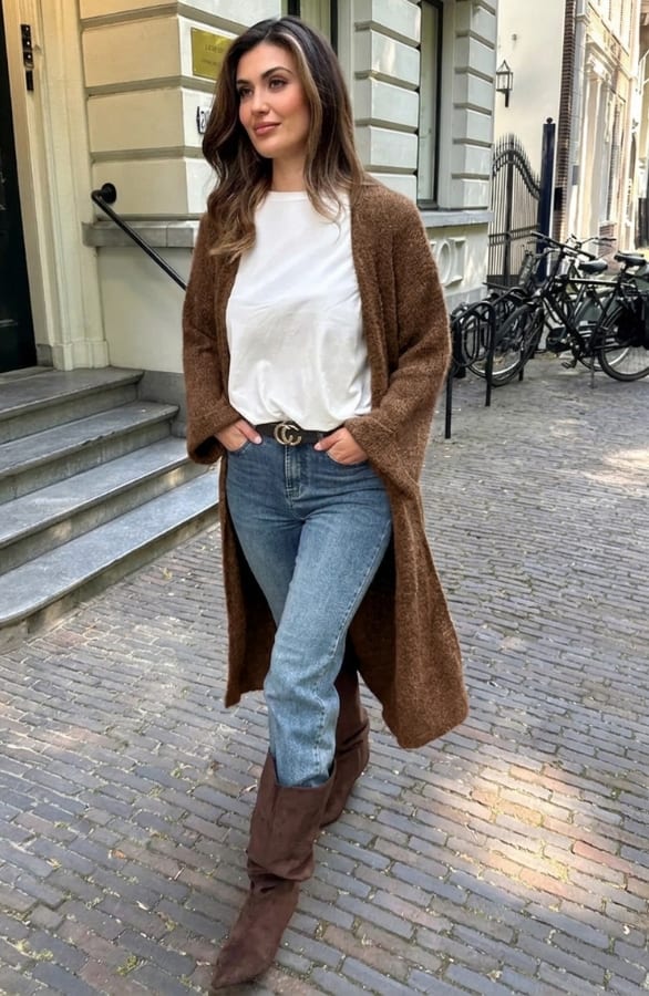 Lang Gebreid Vest Choco – vesten, foto 5