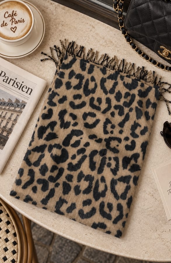 Leopard Soft Touch Scarf Camel Black – accessoires, foto 3